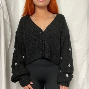wild fable knit cardigan with flowers